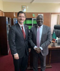 Rueben Mtolo Phiri hosts USA Ambassador to Zambia Gonzales 
