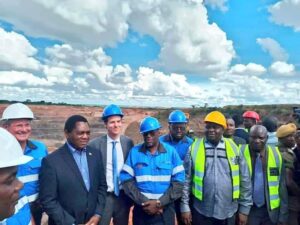 President Hakainde Hichilema and Nicholas Wolley at Mimbula Mine in Chingola Copperbelt Province 