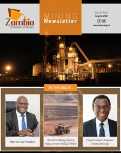 Magazine cover Zambia Chamber of Mines Newsletter 2021 August Edition