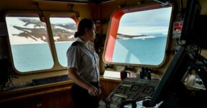 Diana Kidzhi, 27, is the most senior woman in Russia's growing nuclear icebreaker fleet Ekaterina ANISIMOVA AFP
